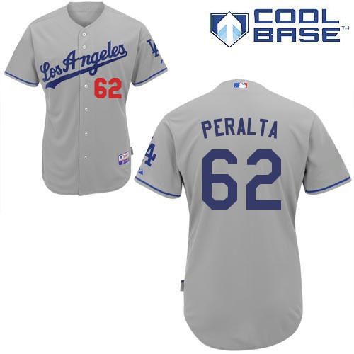 Joel Peralta #62 MLB Jersey-L A Dodgers Men's Authentic Road Gray Cool Base Baseball Jersey